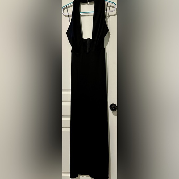 Amanda Uprichard Full Plunge, Halter Neck High Slit, Bare Back Gown B2 - Picture 2 of 11